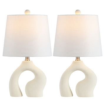 Tula 19" Scandinavian Minimalist Ceramic Arch LED Table Lamp - JONATHAN Y